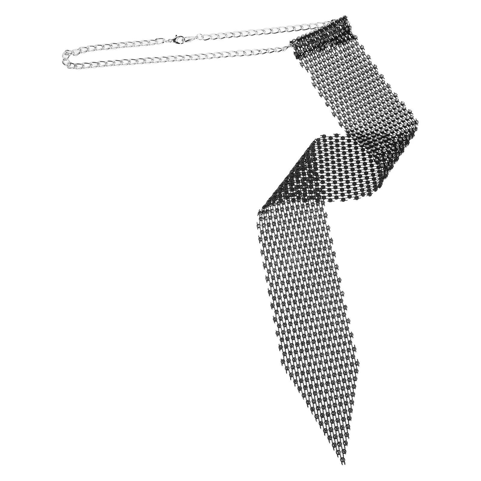 

Rhinestone Tie Design Fashion Neckwear Party Accessories Tie Necklace for Women Sparkling Rhinestone