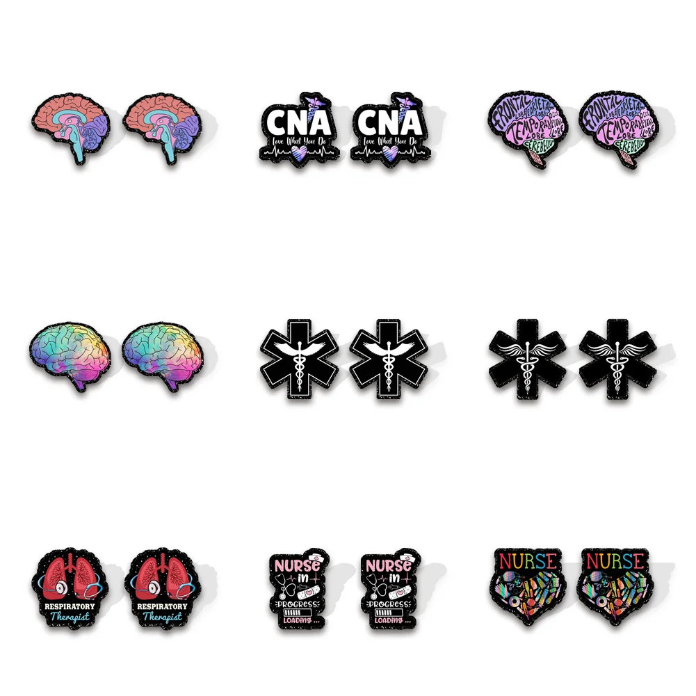 Medical Emergency Care Color Glitter Acrylic Earrings Ear Stud Eardrop Pendant Flatback for Decoration Party Festival Makeup