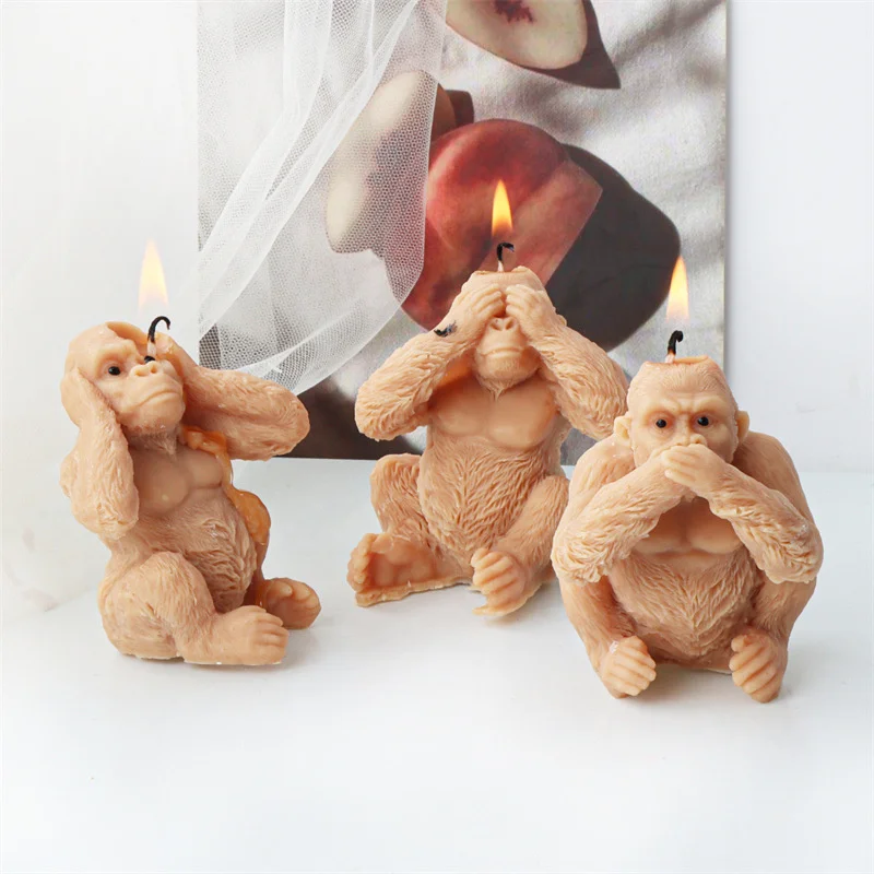 Cartoon Gorilla Silicone Candle Mold DIY Multiform Orangutan Artificial Animal Aromatherapy Plaster Resin Molds Home Craft Decor