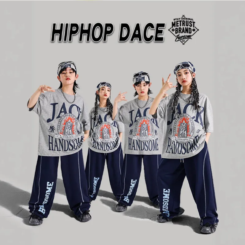 Tenues Hip Hop pour filles, T-shirt ample, pantalon en Denim de danse de rue, Streetwear pour enfants, Costume K-pop pour adolescents, ensemble de vêtements de Jazz