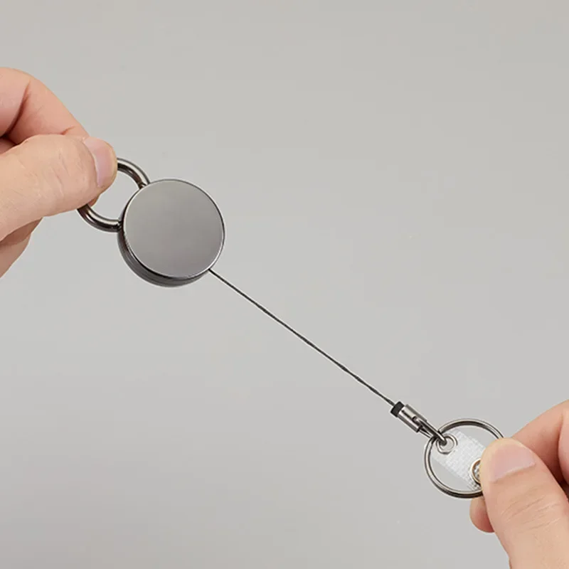Retractable Metal Wire Keychain Pull Badge Reel ID Lanyard Name Tag Card Badge Holder Reels Recoil Chain Clips Outdoor Key Ring
