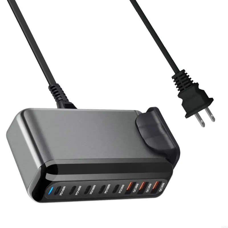 62KA 600W 8 Port Gans arggers Station Fast Station 5 USB C 3 USB A PD ACHRGERS ADAPTER