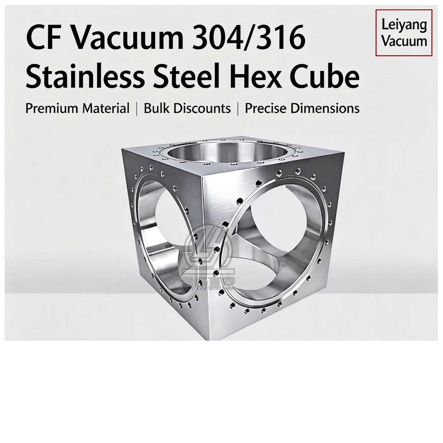 304 Stainless Steel CF Square Integrated Knife-Edge Flange High-Vacuum Six-Way Surface Block Chamber for Precision Engineering