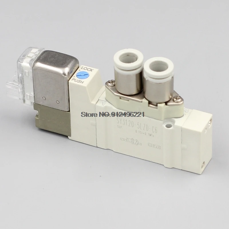 

SY7220 Серия 5/2 Одиночный электромагнитный клапан G1/8" Мини-пневматический электромагнитный клапан типа SMC