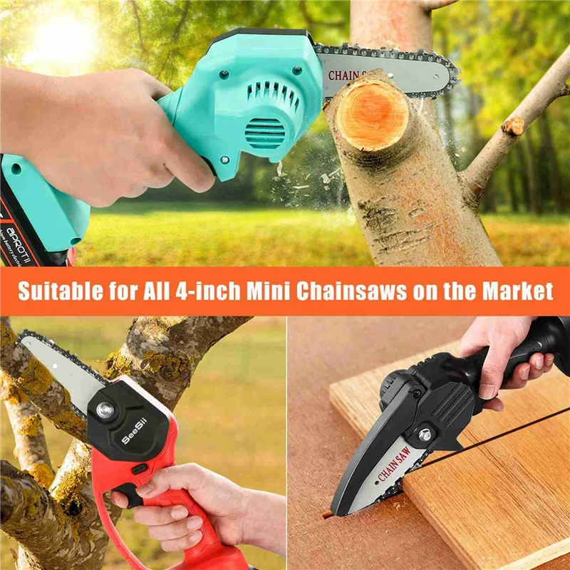 AC88-3Pcs 4-Inch 1/4 Inch Guide Saw Chain Mini Chainsaw Chain For 4 Inch Cordless Electric Protable Battery Handheld Chainsaw