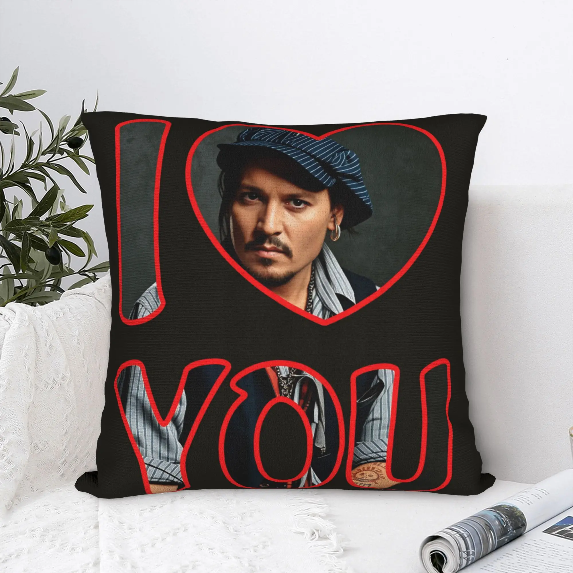 Johnny Depp I Love You Pillowcases  Kawaii Pillow Case For Living Room Bed Chair Custom Pillow Cover
