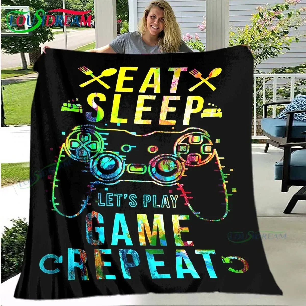 Gamer Controller Printed Four Seasons Blanket Sofa Cover Travel Bed Plush Blanket Travel Office Break Blanket Birthday Gift