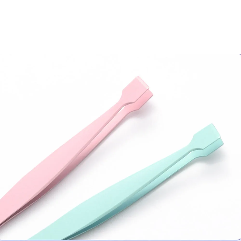 플랫 헤드 핀셋 스테인리스 스틸 속눈썹 접착 핀셋 가짜 속눈썹 핀셋 가벼운 무게 미용실 초보자용