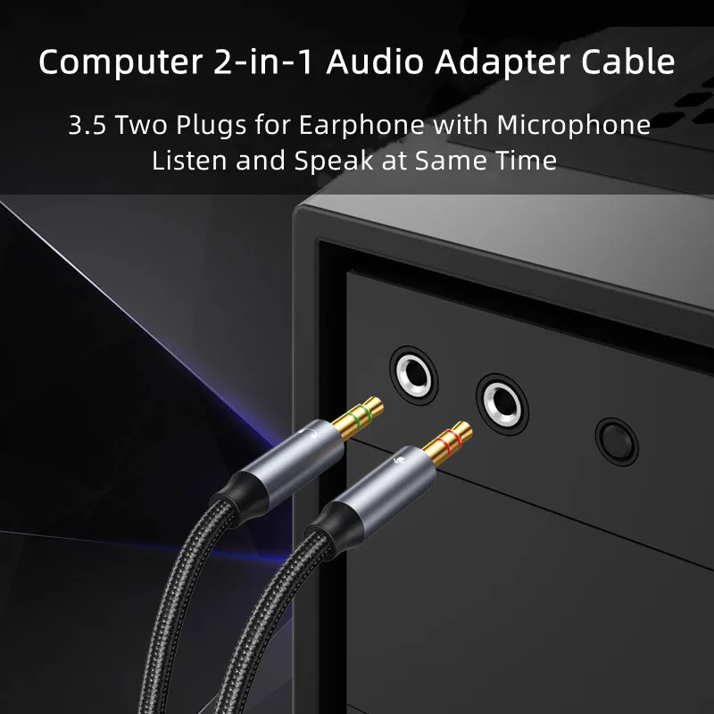 3.5mm Jack Aux Audio Cable mikrofon słuchawkowy do komputera 1 do 2 kabel Adapter z czarny rękaw mikrofon słuchawkowy 2 w 1 kabel Audio