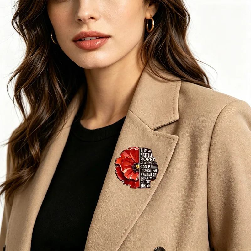 Creative Red Friday Brooch Memorial Day Badges Remembrance Day Patriotic Fashion Clothes Pins Backpack Decoration Jewelry Gifts - view 4