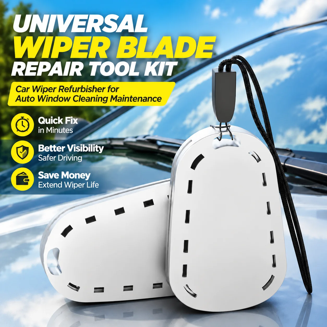 Universal Windshield Wiper Blade Repair Tool Kit, Car Wiper Refurbisher for Auto Window Cleaning Maintenance