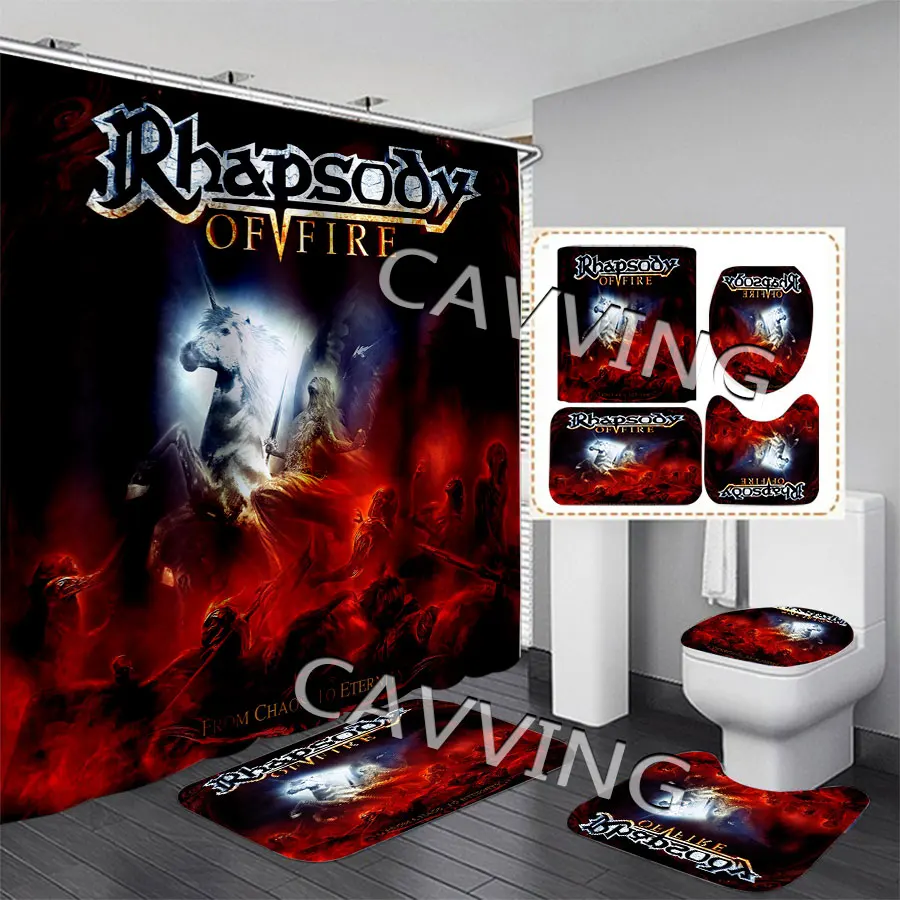 Rhapsody of Fire Band 3D Printed  Shower Curtains Waterproof Bathroom Curtain Anti-slip Bath Mat Set Toilet Rugs Carpets   F02