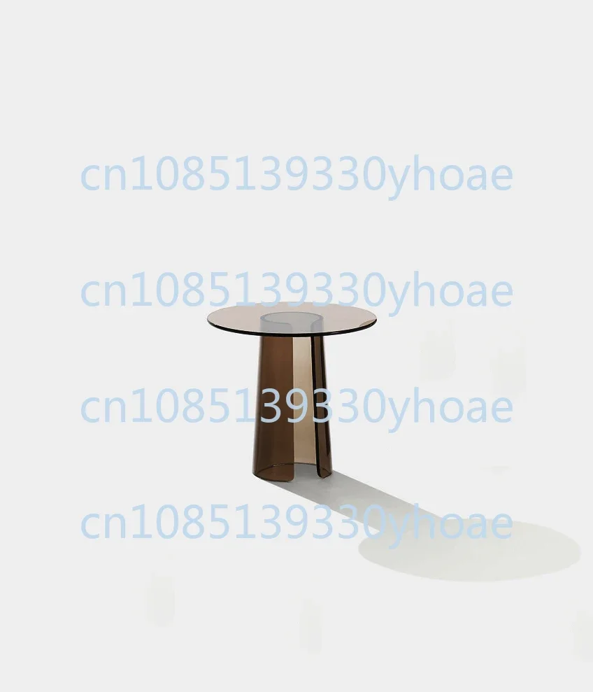 Creative minimalist acrylic round coffee table living room small apartment sofa brown corner table