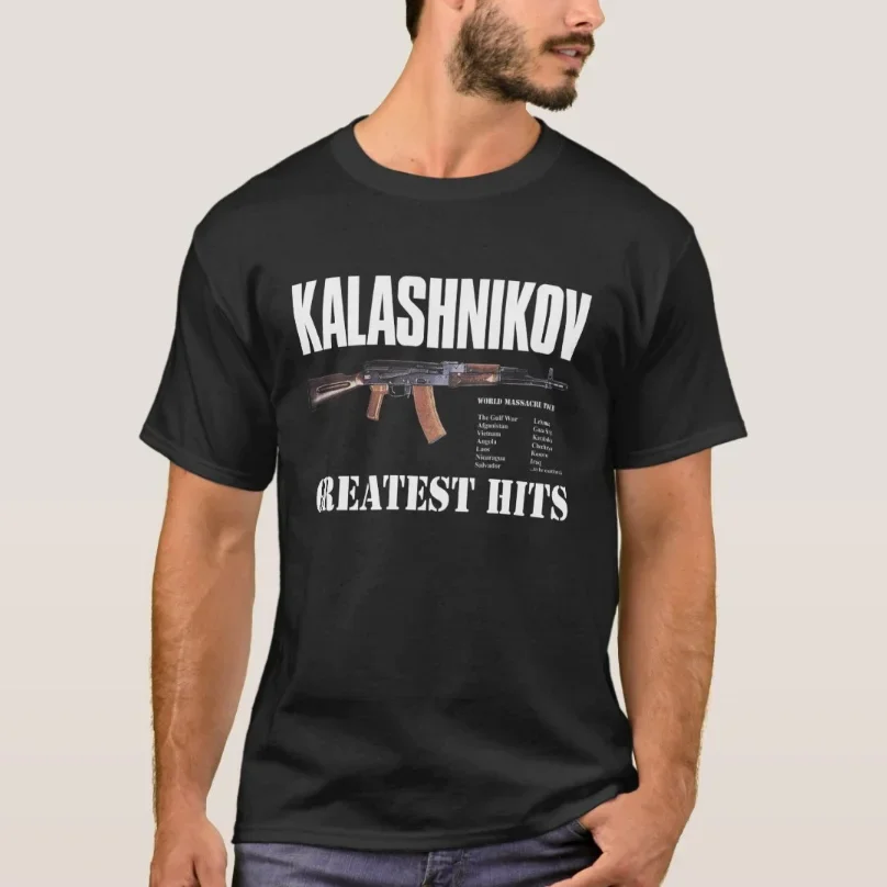 Kalashnikov AK-47 Greatest Hits Soviet Assault Rifle T-Shirt 100% Cotton O-Neck Short Sleeve Casual Mens T-shirt Size S-3XL