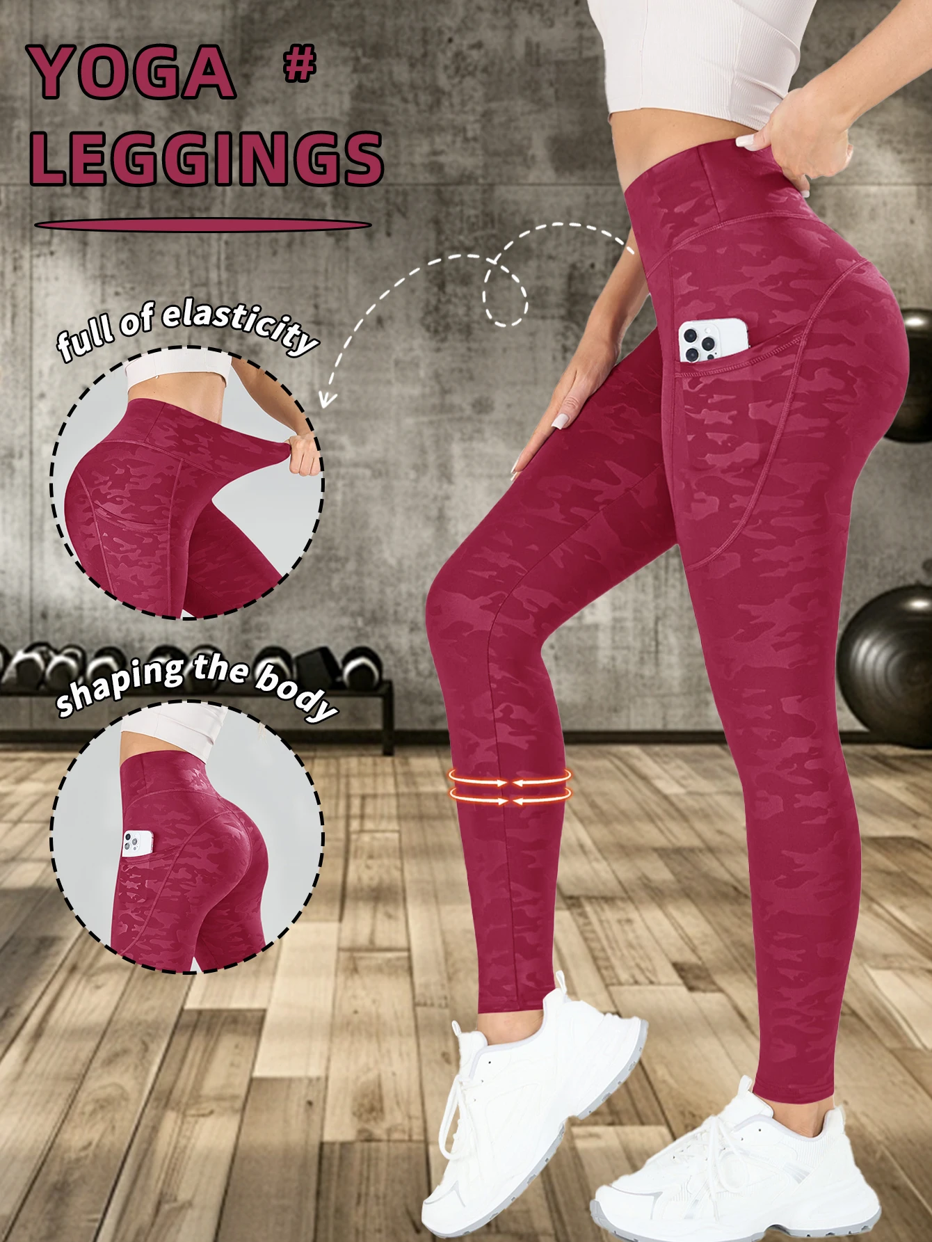 

Женские спортивные брюки с высокой талией и камуфляжным принтом, популярные повседневные узкие брюки для фитнеса с подъемом бедер, бедра с двойным карманом