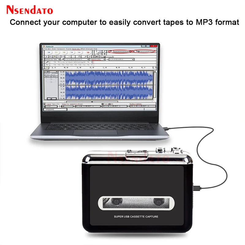 Reproductor de música de casete USB, adaptador de captura de grabadora, reproductor de cinta de casete estéreo, convertido en convertidor de MP3 con altavoz
