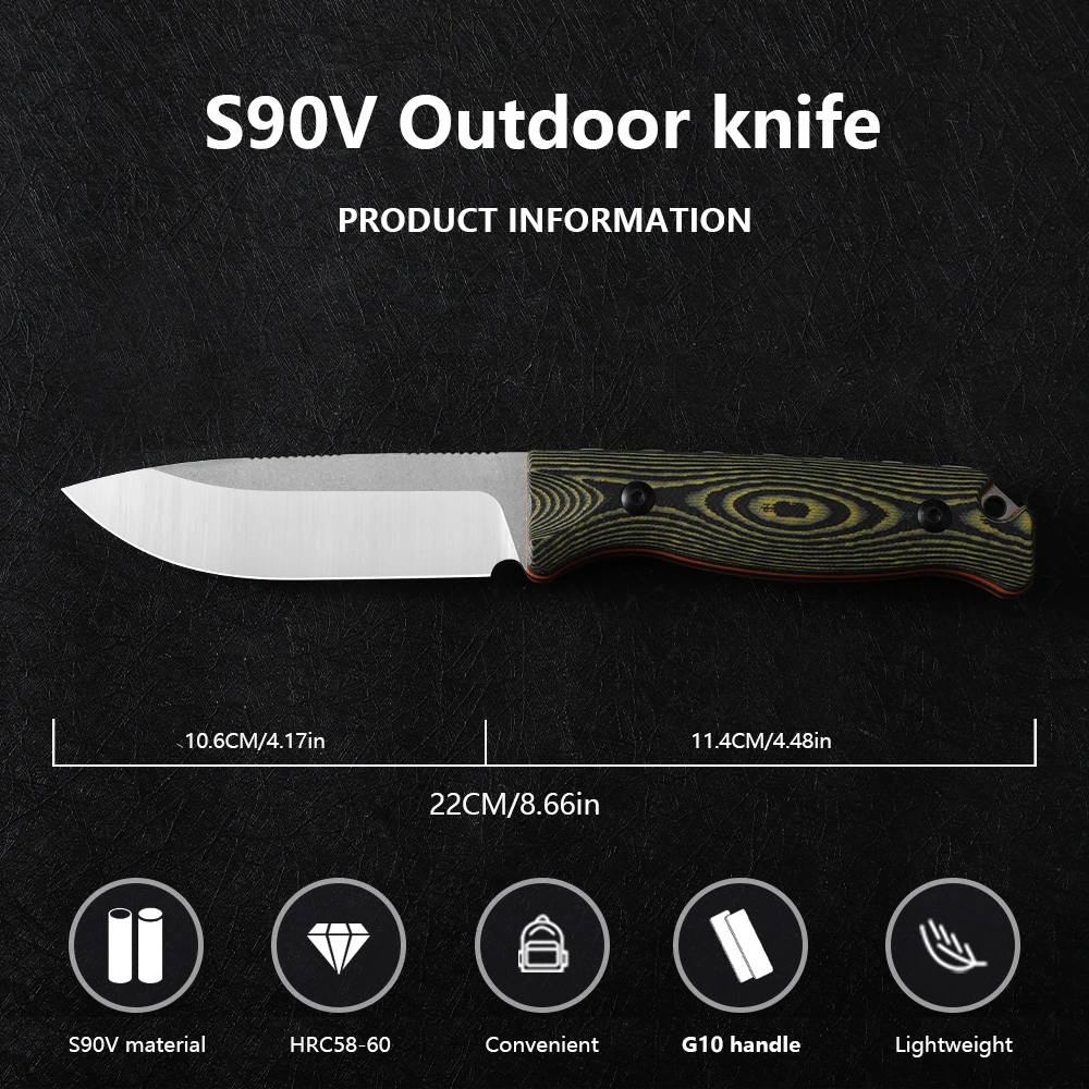 NINE THORN G10 Handle Fixed Blade Knife EDC Outdoor Tool Camping Hunting Fruit Knife