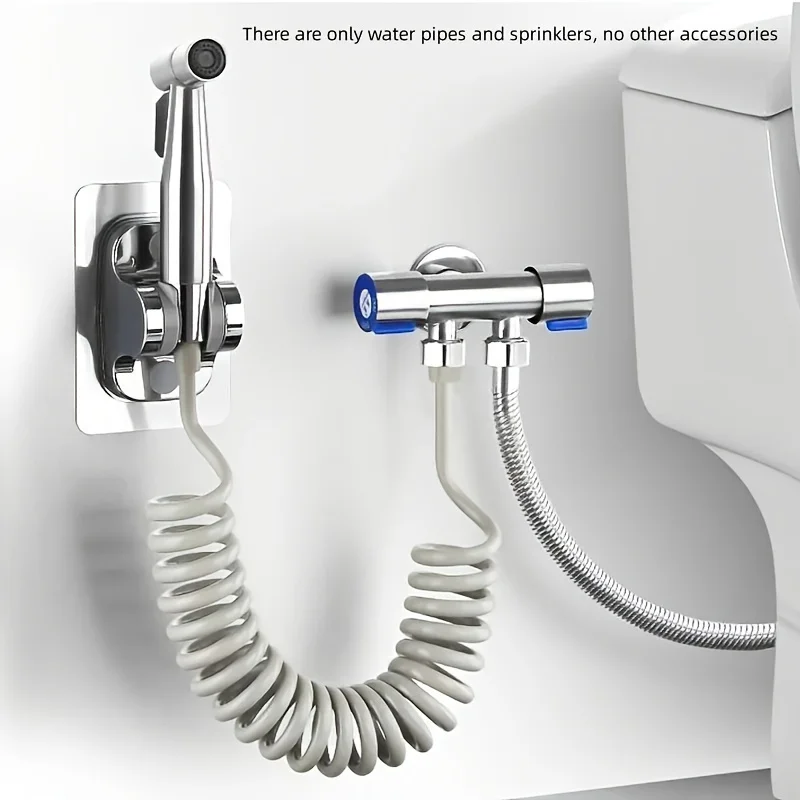High Pressure Handheld Shower Kit - Stainless Steel Bathroom Cleaning Spray Gun with 4.8-Inch Hose and Wall Bracket
