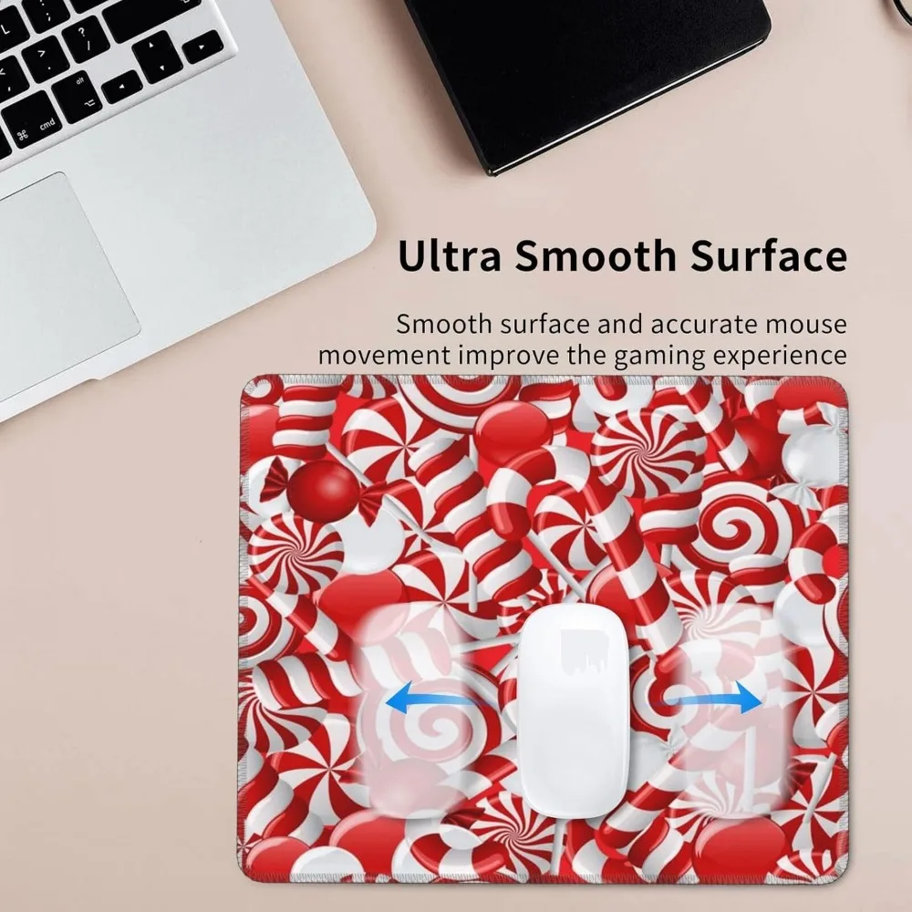 Alas Mouse Gaming Candy Cane 12 Inci dengan 10 Inci dengan Tepi Jahitan dan Dasar Karet Anti Selip
