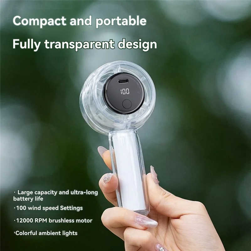 ABLJ Portable Handheld Ice Cooling Fan 100 Speed 3000Mah LED Digital Display Mini Air Conditioner For Outdoor/Office/Travel