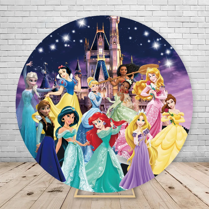 Round Disney Princess Castle Snow White Background Baby Shower Birthday Party Backdrop Decoration Circle Banner Photography Prop