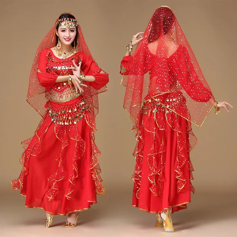 Traje de práctica de danza del vientre para mujer, conjunto de actuación, espíritu indio, adulto