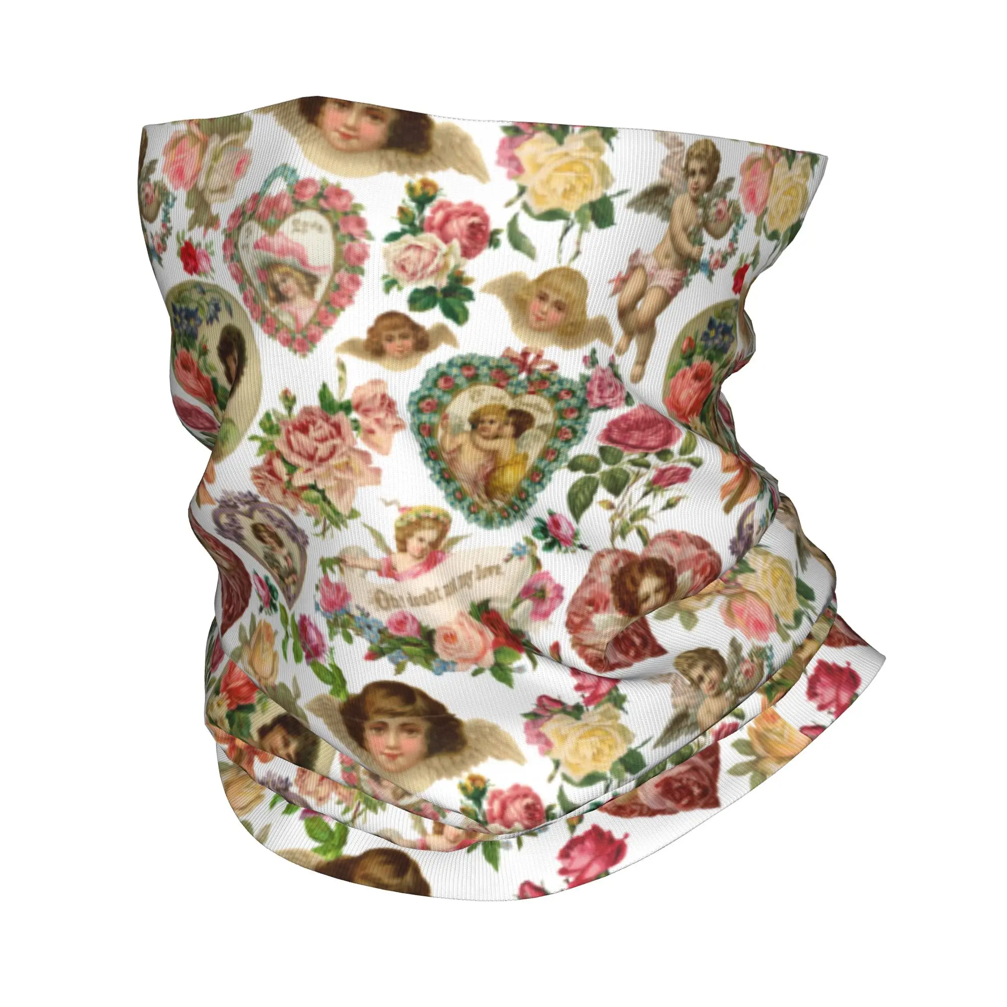 Victorian Angel Baroque Valentine Pattern Bandana Winter Neck Warmer Men Windproof Wrap Face Scarf for Ski  Gaiter Headband