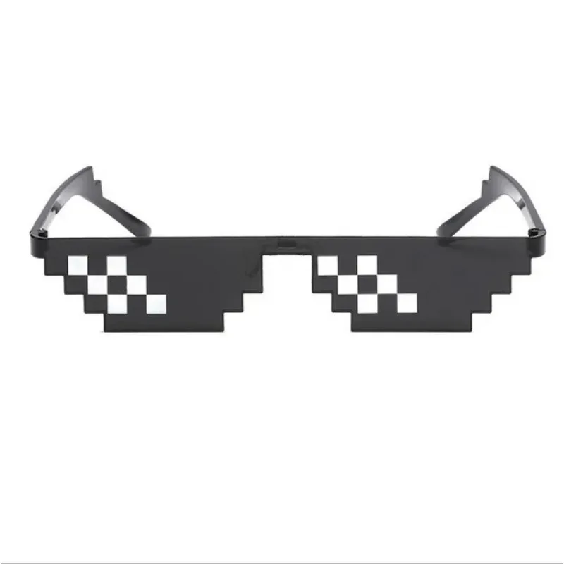 1PCS NEW Mosaic Sunglasses Pixel Black Mosaic Eyelasses 2025 Fashion Trick Thug Life Glasses Cool Jokes Funny Eyewear
