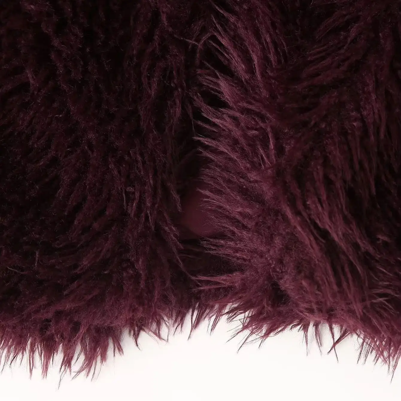 Vintage Winter Women Wine Red Curly Hairy Shaggy Faux Fur Coat Long Sleeve Lapel Collar Furry Warm Jacket Short Outercoat