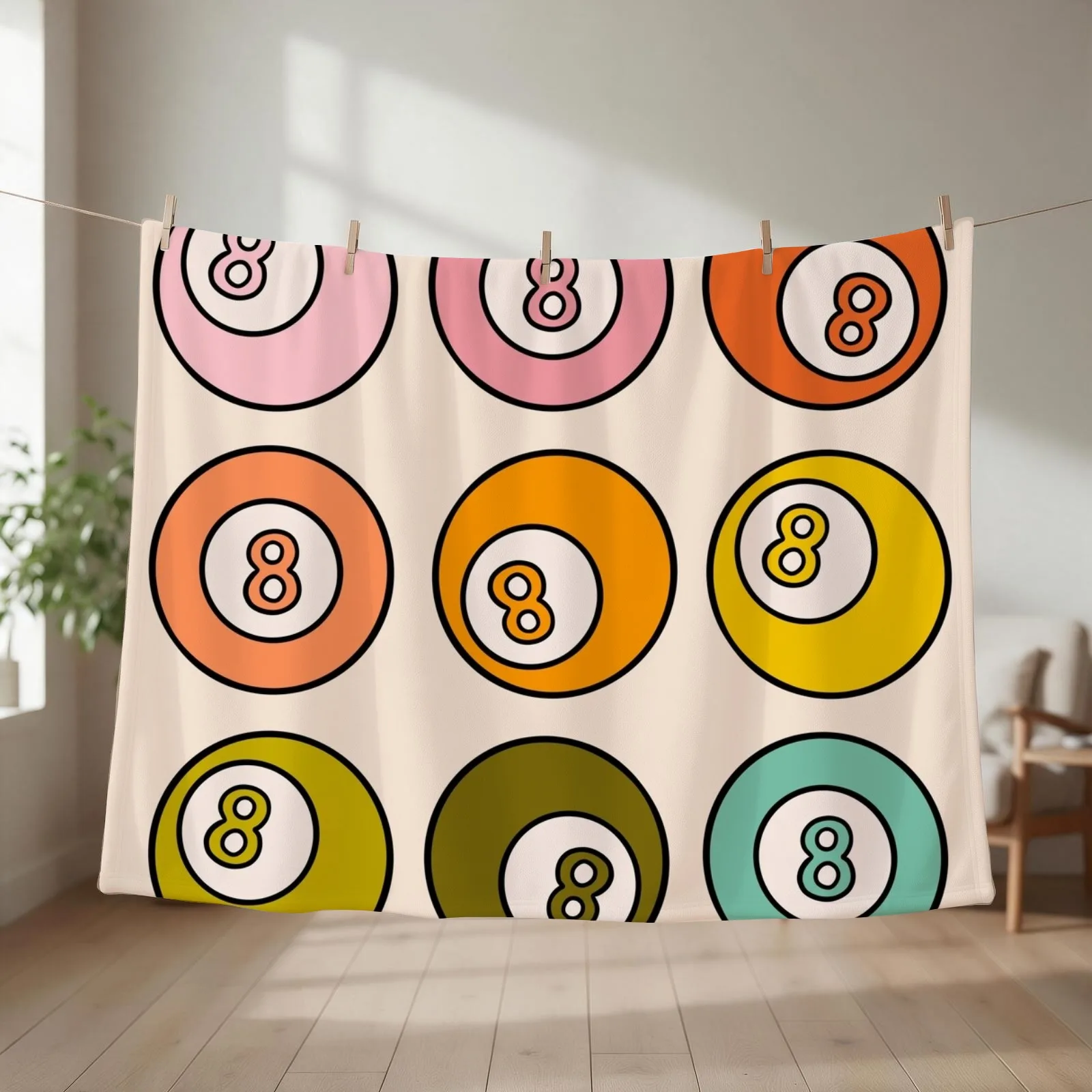 Rainbow Eight Ball Throw Blanket couch cozy soft plush fuzzy picnic outdoor blanket