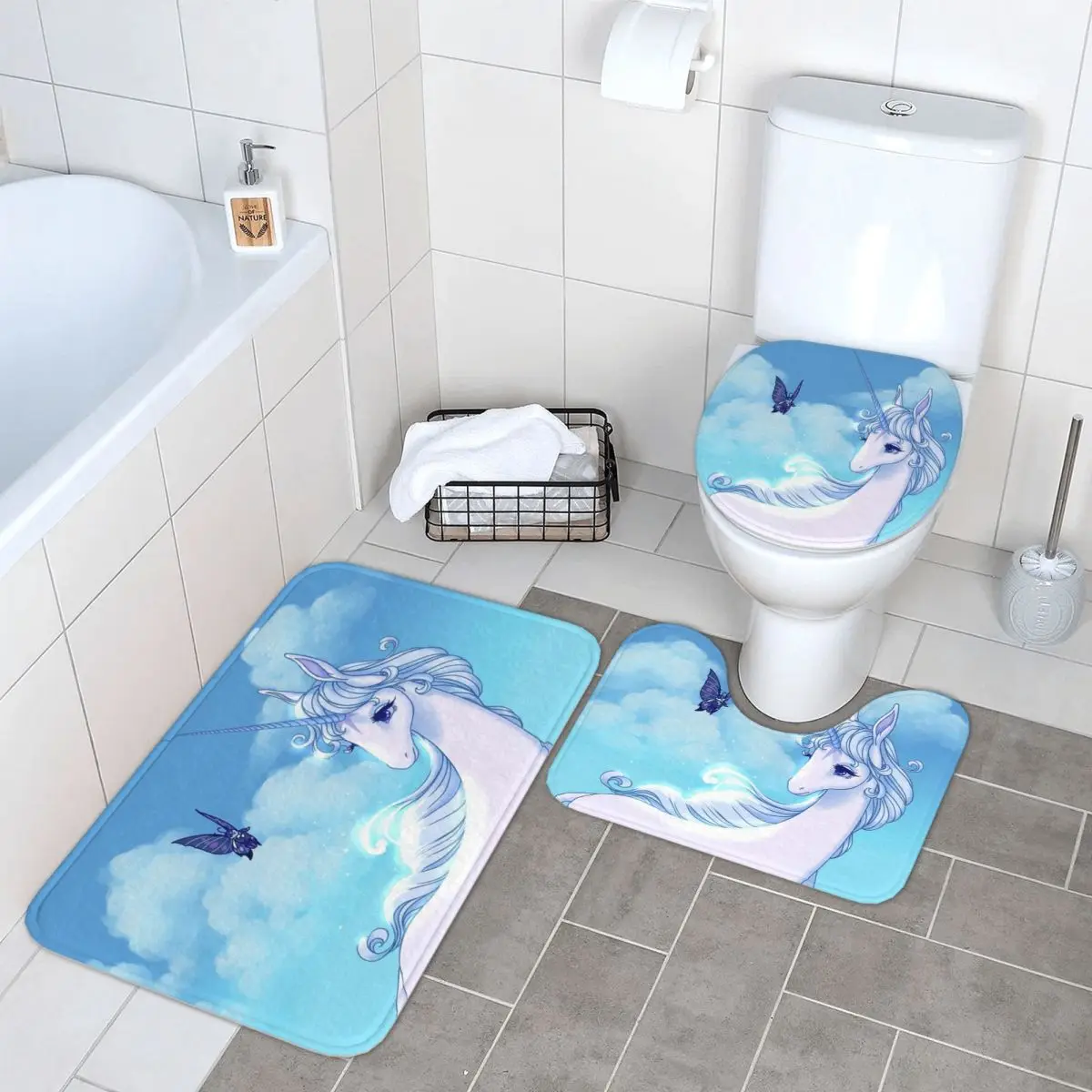 

Have You Seen Others Like Me The Last Unicorn 3 Piece Bath Mat Bathroom Set Toilet Lid Cover Home Non-Slip Carpet Floor Rug