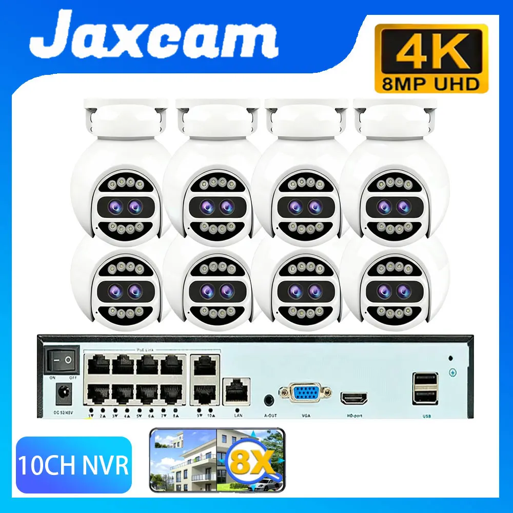 

Комплект камер видеонаблюдения с 8-кратным оптическим зумом, 10 каналов, отслеживание человека, двойной объектив, полноцветное ночное видение, 4K 8MP, система безопасности POE