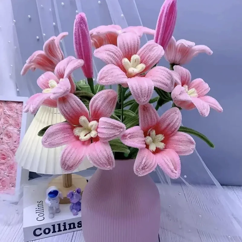 DIY Lily Flower Calla Chenille Stems Fluffy Wire Pipe Cleaners Twist Stick Children Educational Toys Creative Handcraft Material