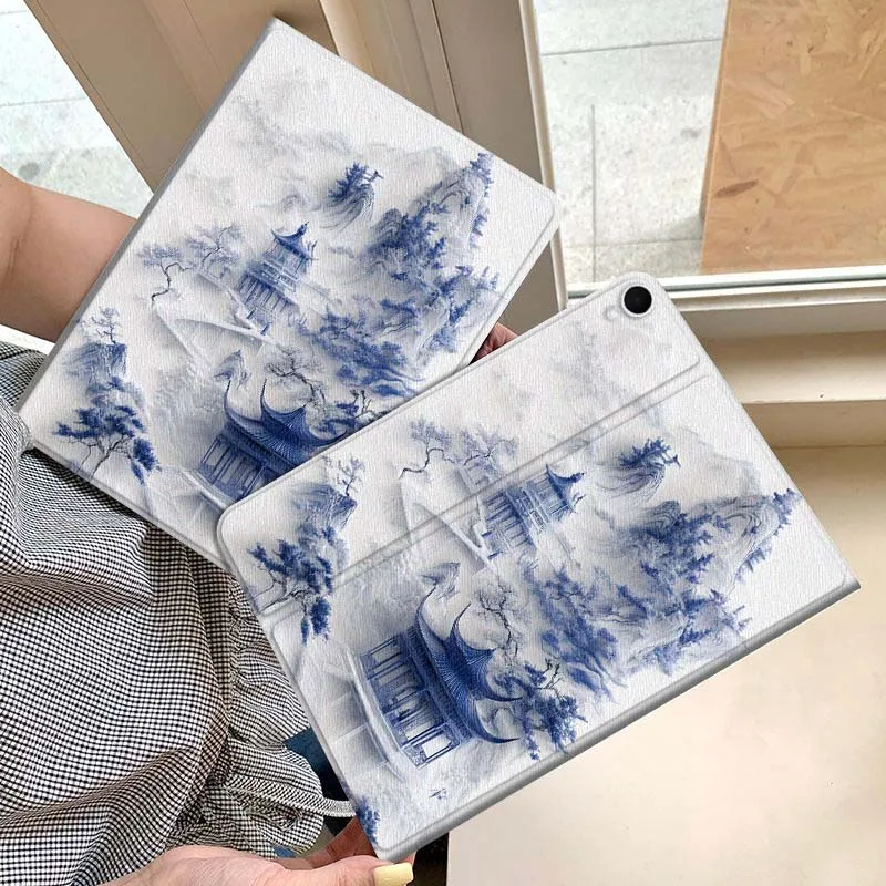

Blue and White Porcelain Landscape For Samsung Galaxy Tab S11 A11 A9 A8 S6 A 10.1 A7 10.4 Plus 2025 2023 Tablet Case Gift