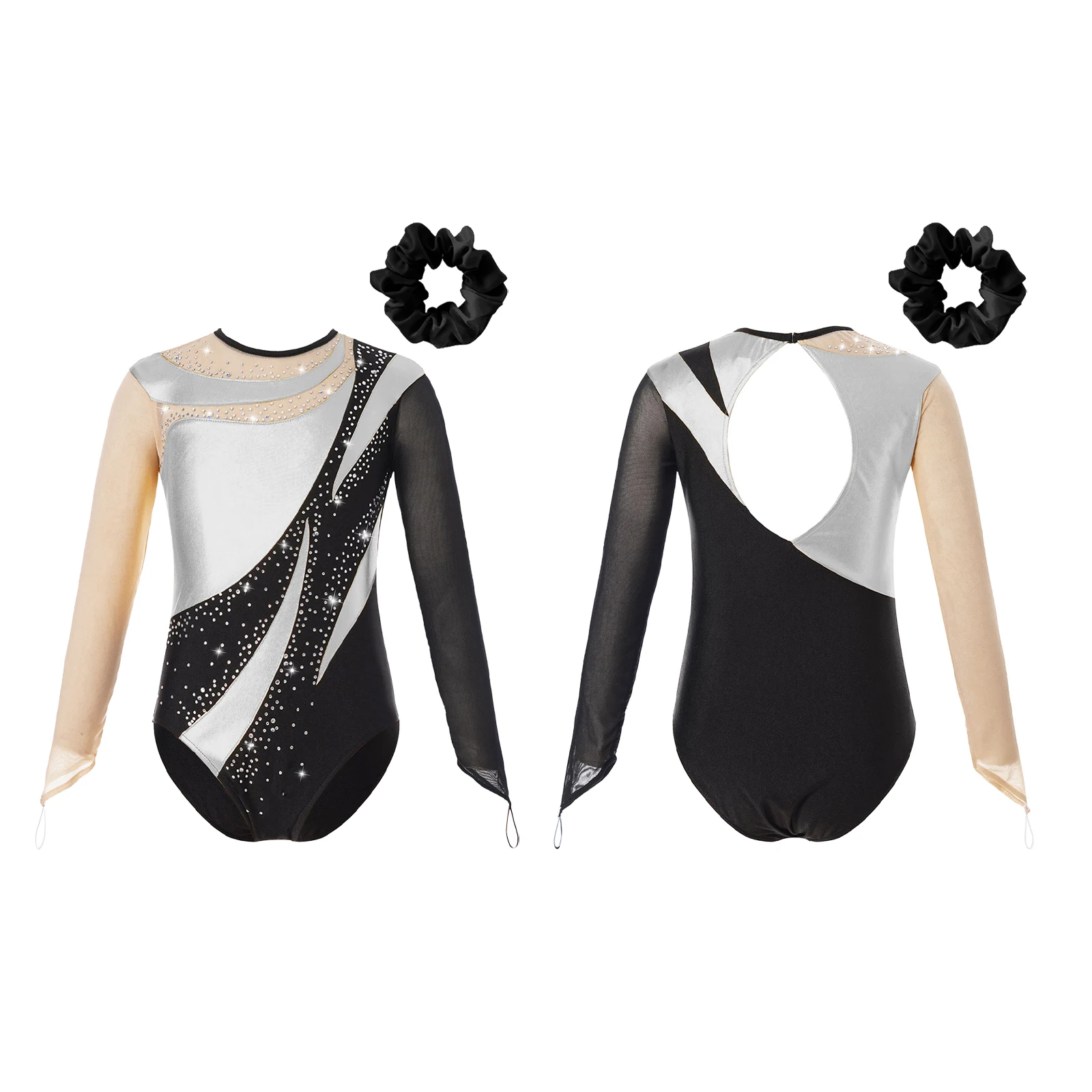 مرحلة الرقص ارتداء الفتيات الجمباز الإيقاعي يوتار الأطفال ملابس الباليه طويلة الأكمام الشكل التزلج يوتار ممارسة الملابس
