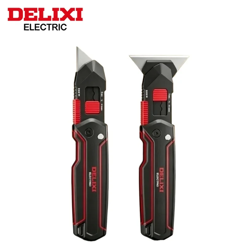 DELIXI Transformable Utility Knife Heavy Duty Box Cutter Sharp Replaceable Blade Home Warehouse DIY Cutting Tool