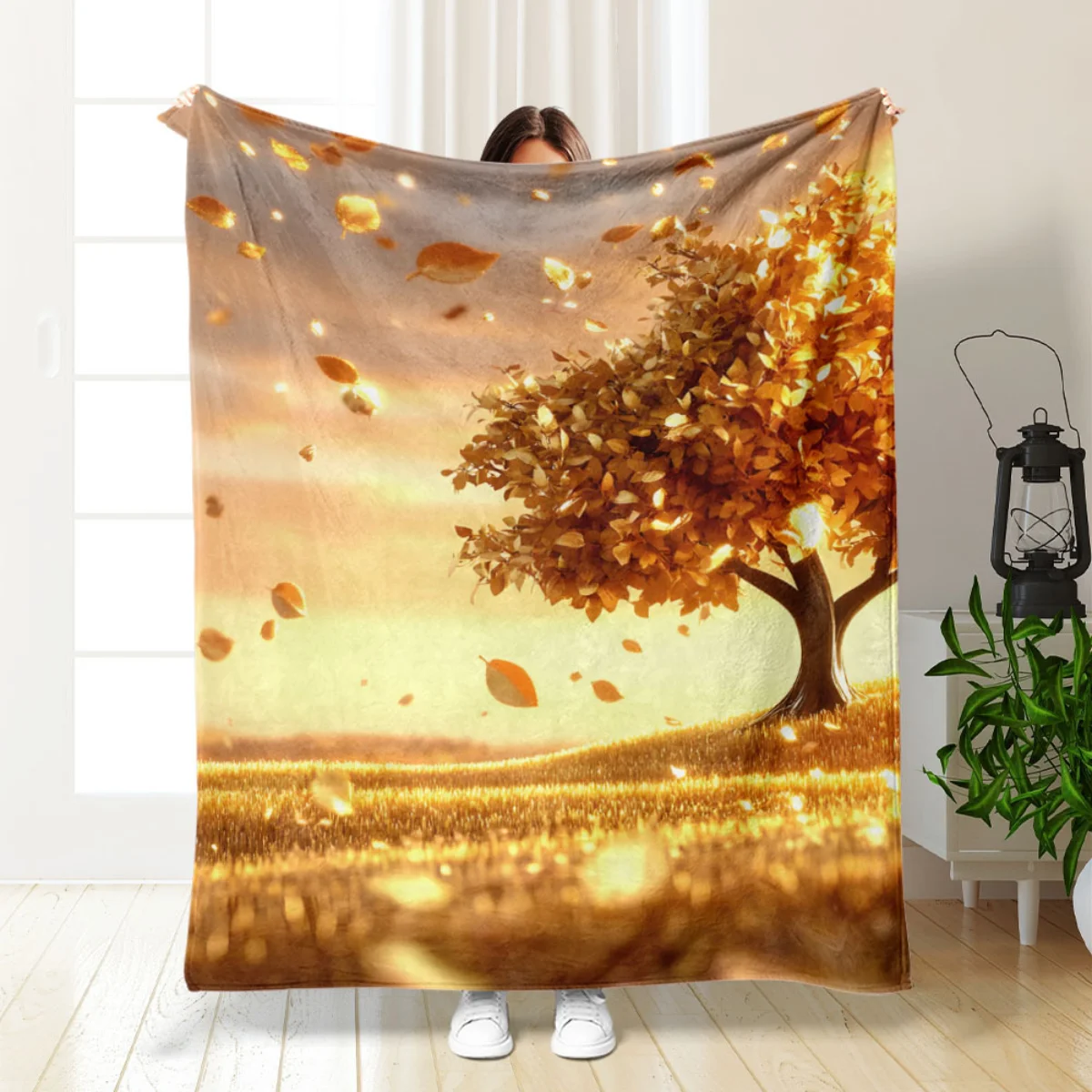 

1 wood print flannel blanket - warm and soft, perfect for sofas, beds, living rooms, offices, and travel, Christmas.