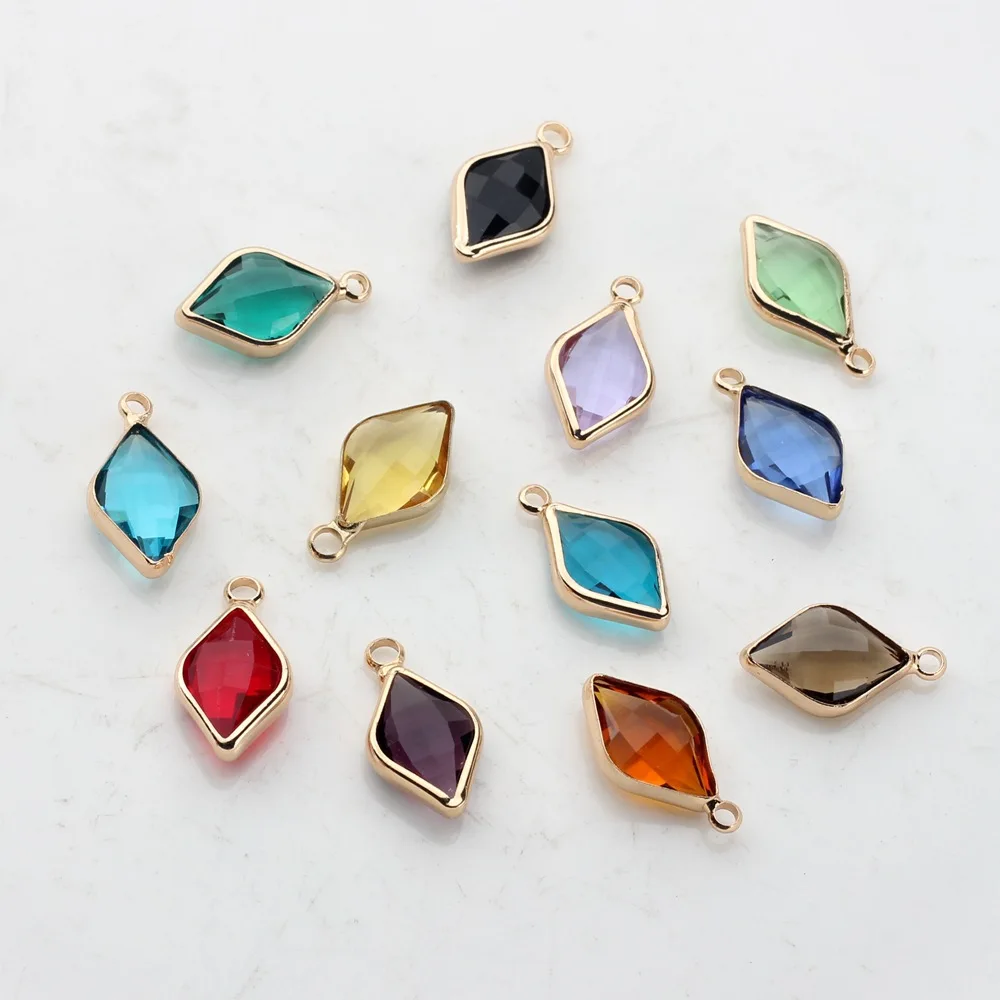 Zinc Alloy Charms with Crystal Glass Edging DIY Pendant for Earrings and Necklaces  Jewelry Charms