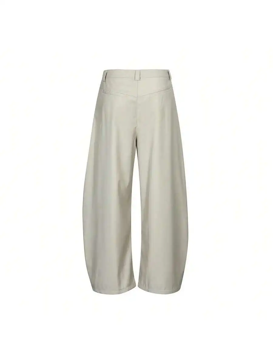 

Men Streetwear Loose Wide Leg Drop Crotch Trousers Pure Color Casual Oversized Pants