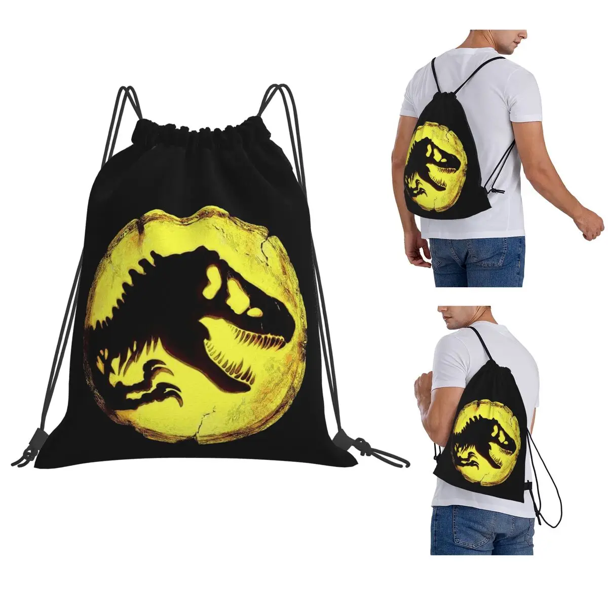 

Jurassics Park Jurassics World Dinosaur Backpacks Casual Drawstring Bags Storage Bag Book Bags for Man Woman School