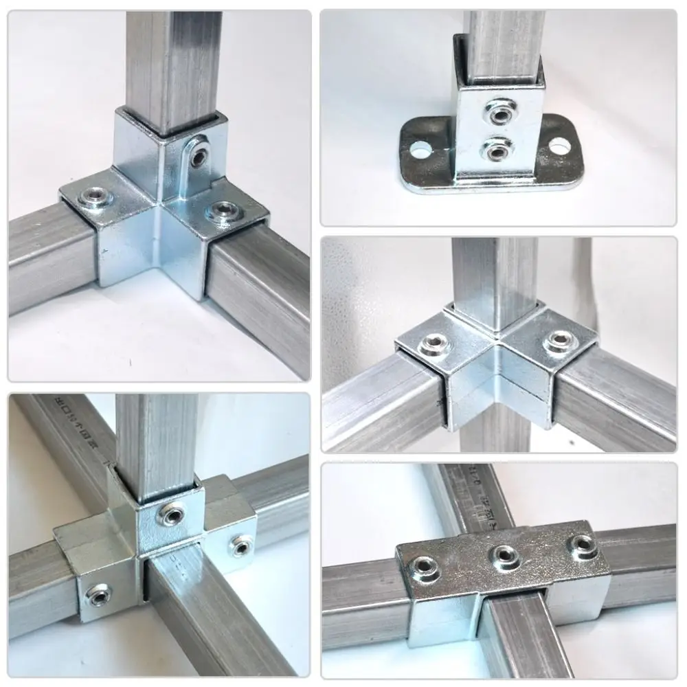 50mm Square Tube Connector Galvanized Steel Weld-Free Assembly Tube Joint Bracket Multiway Connection Bolt Fastening