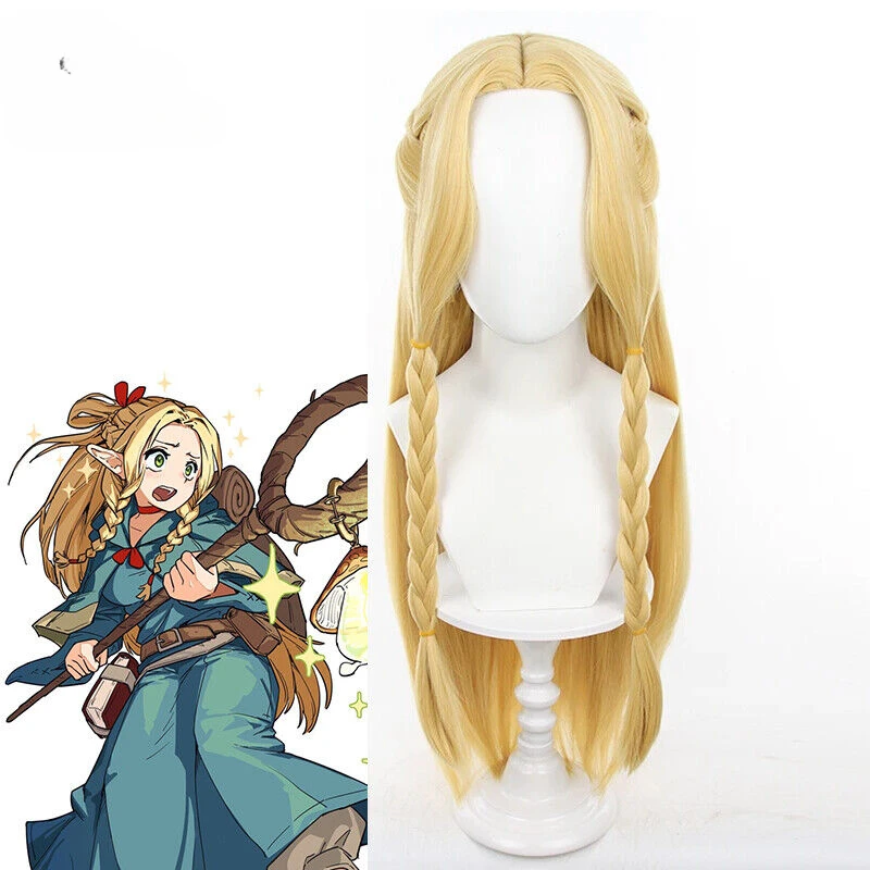 Delicious in Dungeon Marcille Donato Cosplay Wigs 80cm Blonde Synthetic Hair