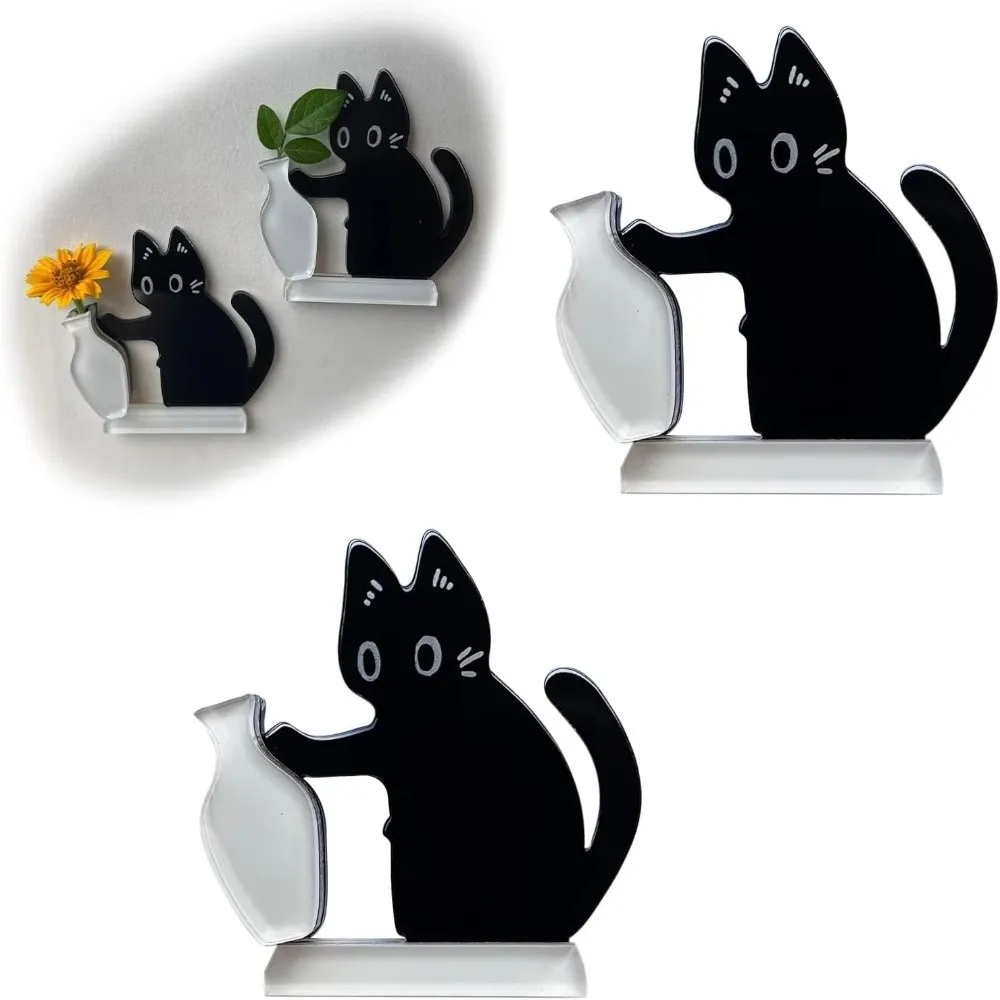 Acrylic Cat Whiskers Collection Ornaments Magnetic Cartoon Cat Hair Storage Memorial Box Cat Refrigerator Sticker