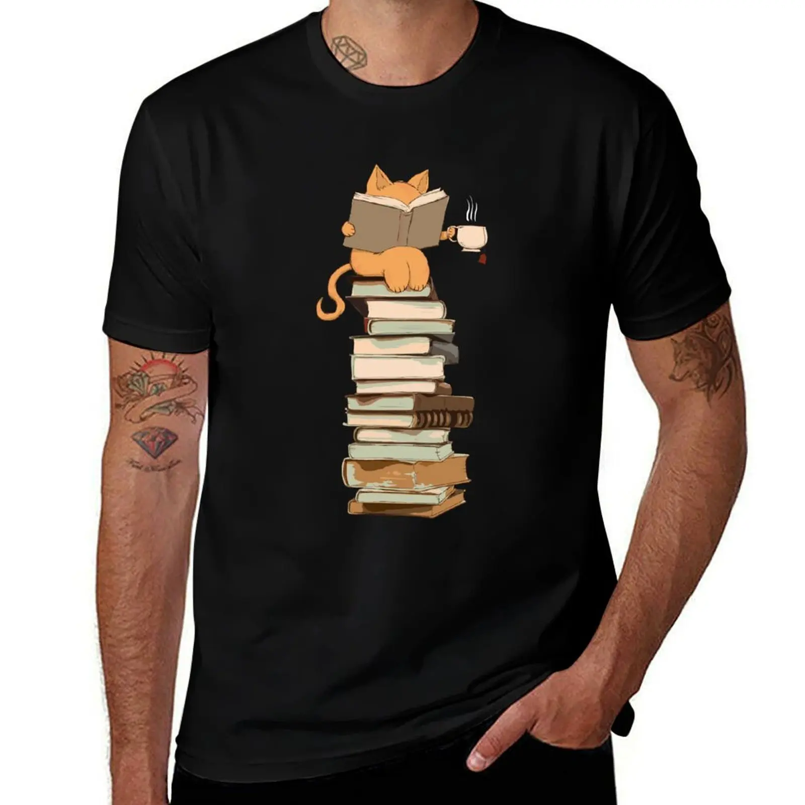 

Kittens, Cats, tea and books gift T-Shirt custom shirt croswit shirt man mens big and tall t shirts