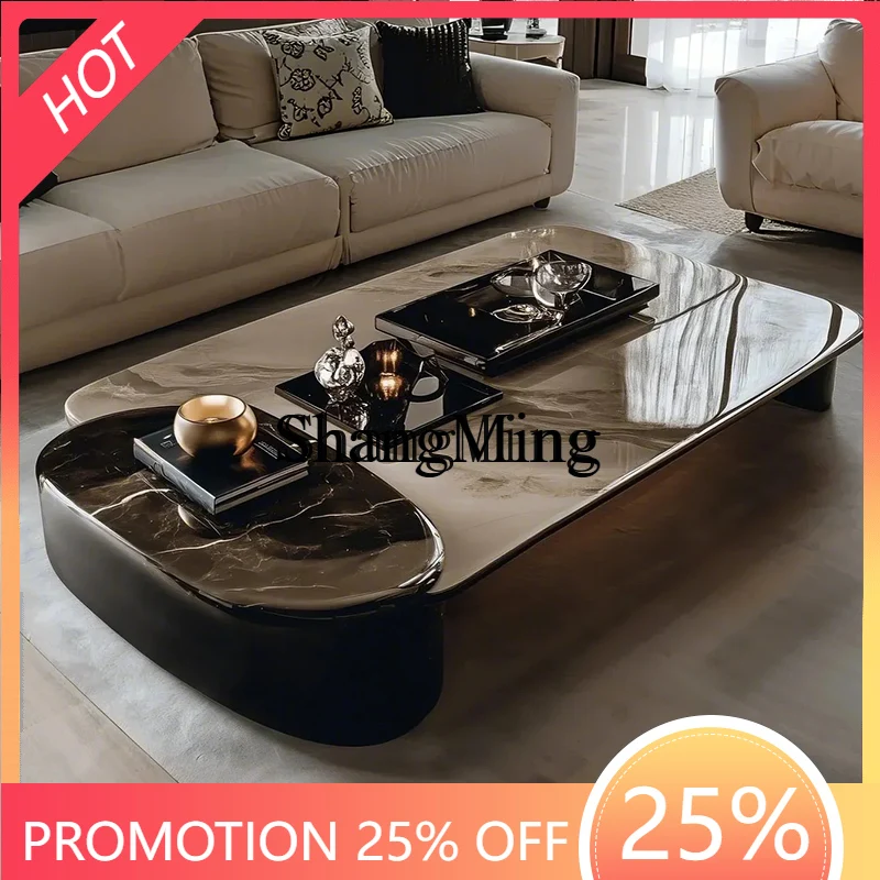 

SM luxury coffee table large apartment living room modern simple black cream creative design sense microcrystalline