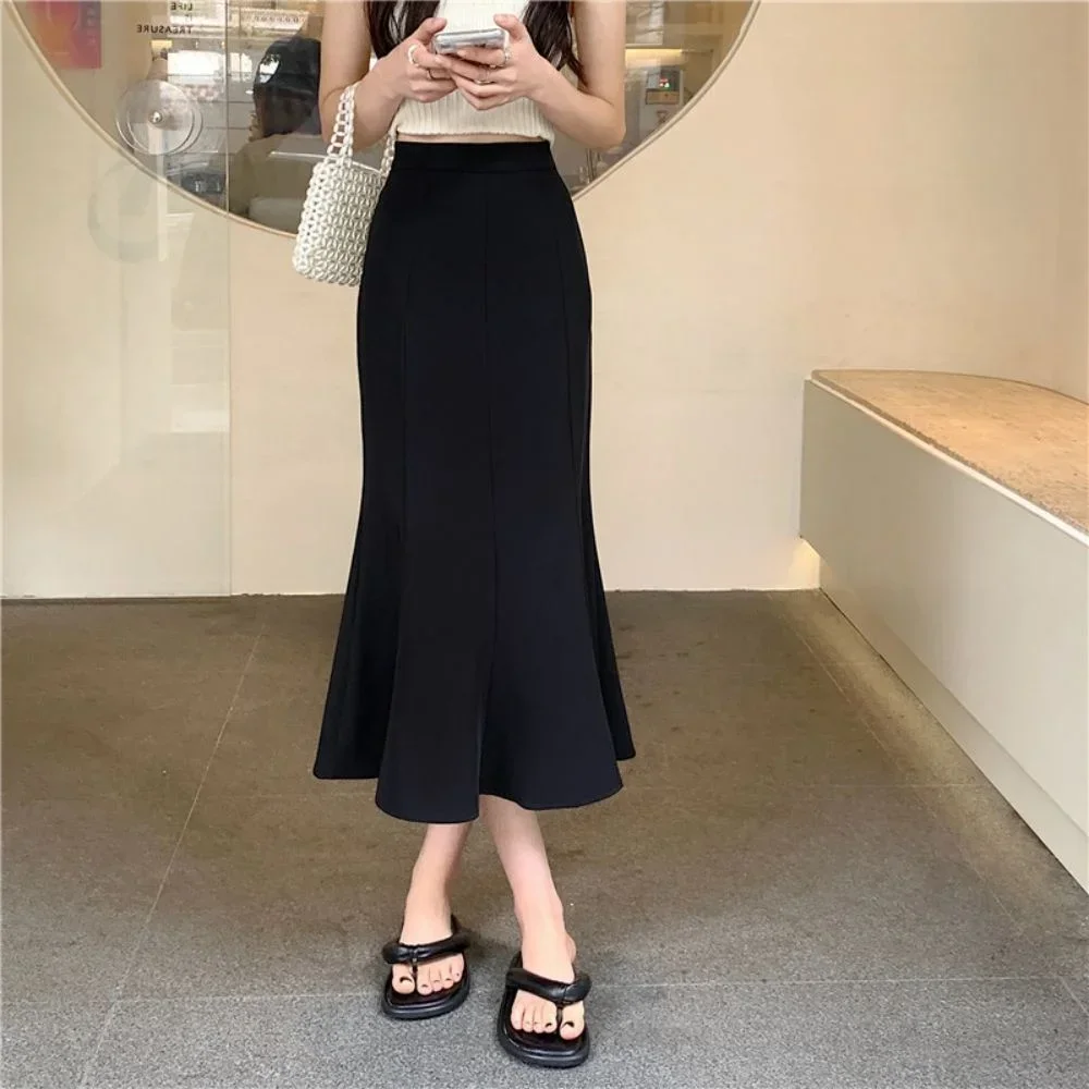 Hoge Taille Halflange Fishtail Rok Rok Koreaanse Mode Rokken Kleding Voor Vrouwen