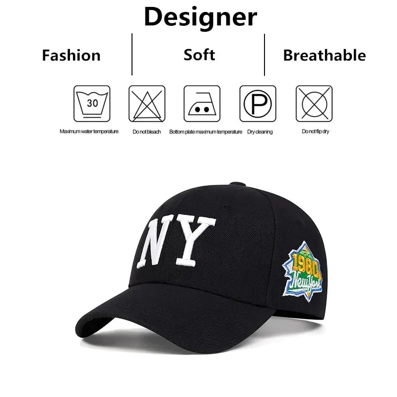 Unisex NY Letter Embroidery Baseball Caps Spring Autumn Outdoor Adjustable Casual Hats Sunscreen Hat