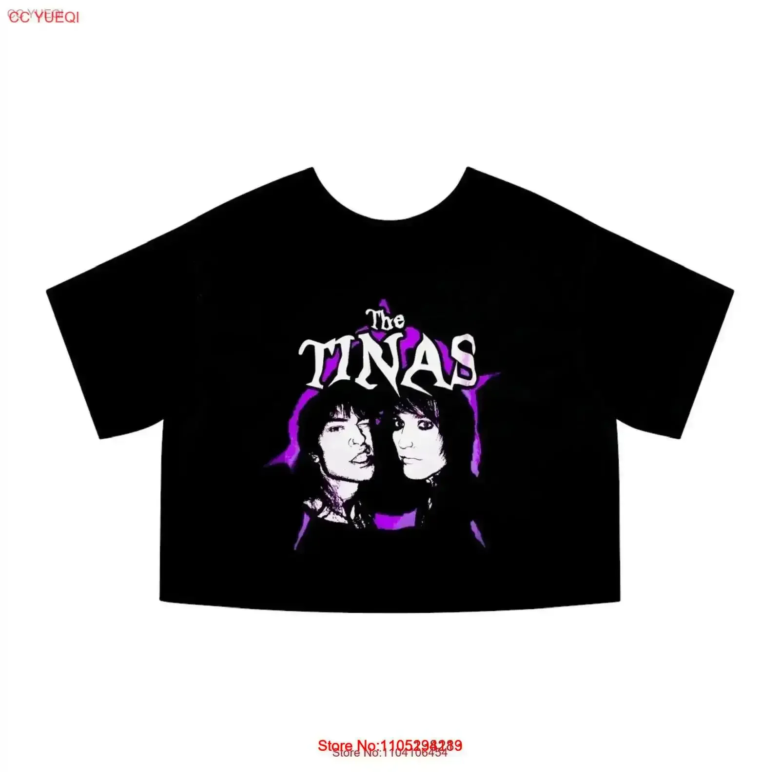 Jake webber johnnie guilbert the tinas cropped black tee shortsleeve shirt crop top vintage Washed fashion Soft Stylish graphic