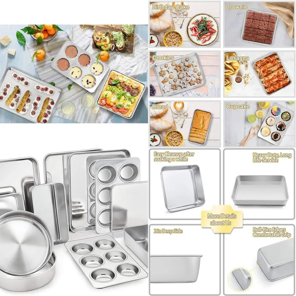 

Набор для выпечки из 11 предметов: тостер, лазанья, торт, буханка, формы для кексов — прочный, можно мыть в посудомоечной машине