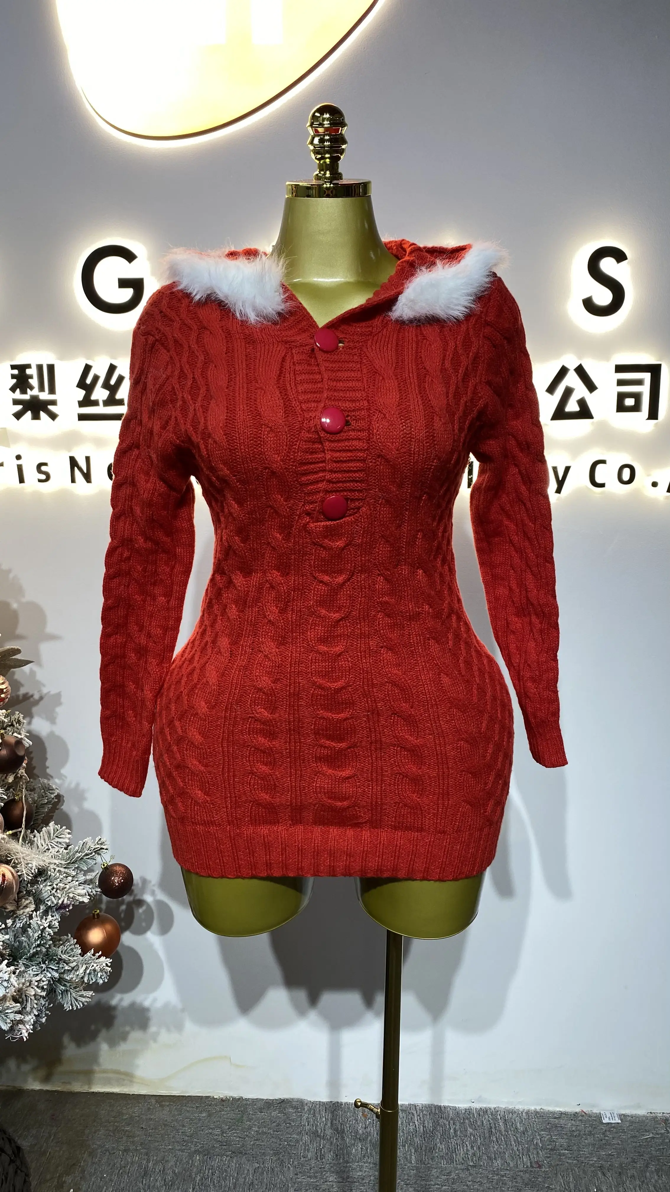 Fashionable 2025 Korean Style Slim Fit Waist-cinching Dress, Tight-fitting Knit Dress-GZXX225